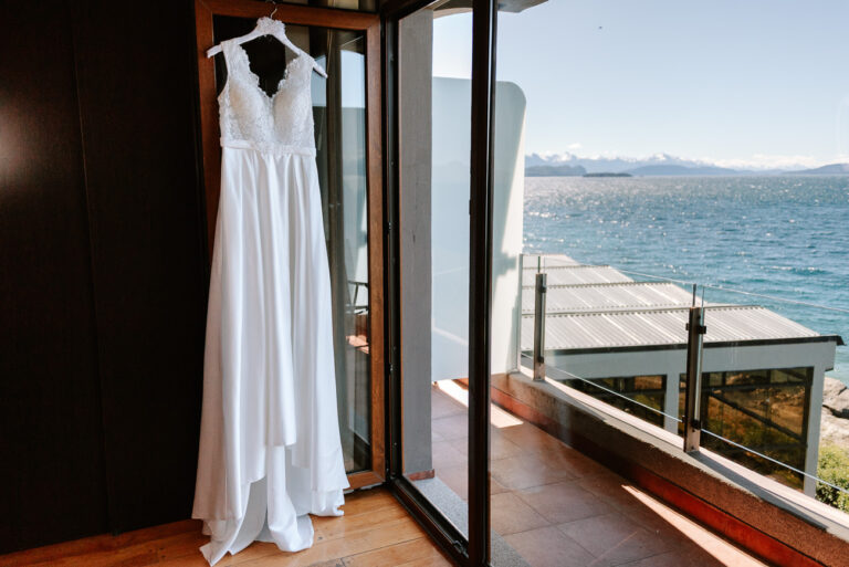 Boda en Bariloche, vestido de novia