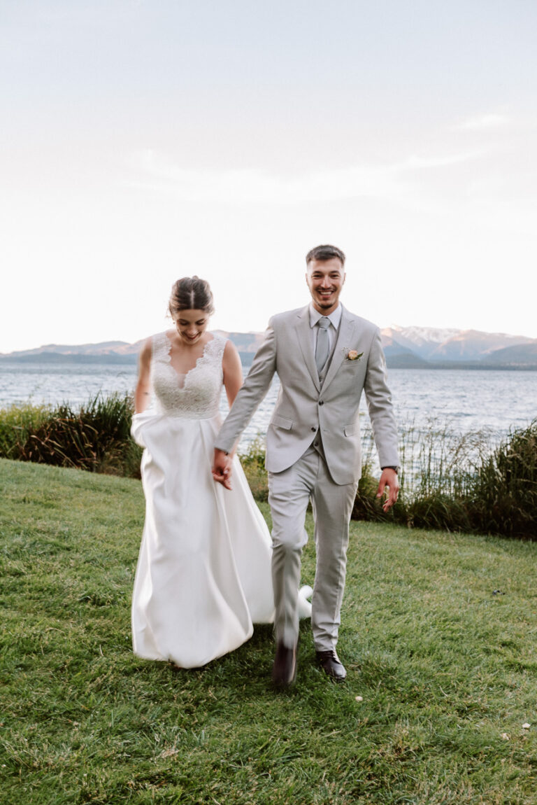 Boda en Bariloche, sesión de fotos de los recién casados